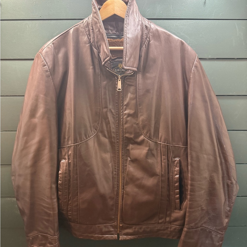 Cooper 🇺🇸 Made in USA Brown Leather Moto Cafe Racer Jacket w/Liner Men’s L/XL 44